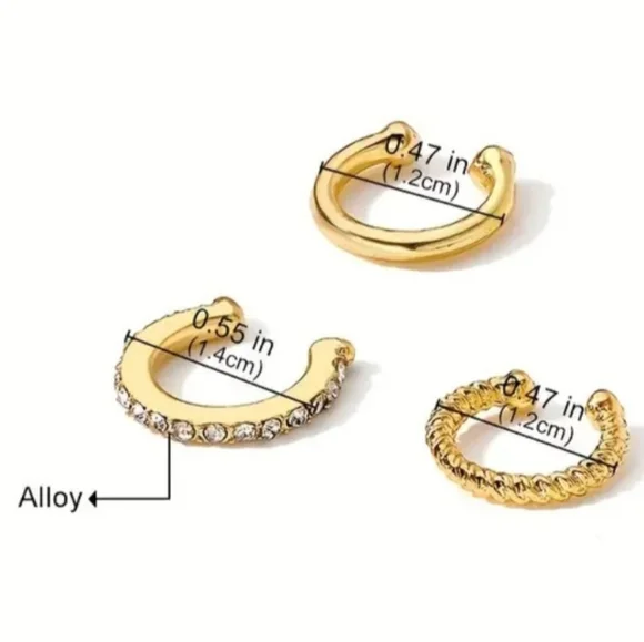 Elegant Gold Plated Ear Cuff Set - Picture 3 of 3